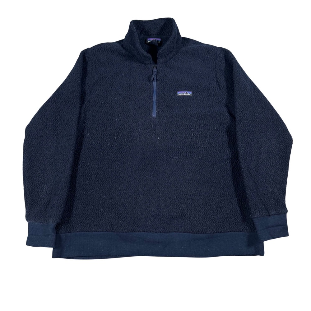 Patagonia Recycled Wool Pullover Mens XL Navy Blue Quarter Zip Fleece Gorpcore
